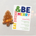 Colourful and Bright Eat Drink And Be Merry Party Invitation<br><div class="desc">Capture the joy and magic of the holiday season with this unique and festive, colourful and bright eat drink and be merry party invitation. Its simple yet fun design features a rainbow colour palette of red, green, yellow, blue, orange, and pink, creating a vibrant and cheerful atmosphere. The creative and...</div>