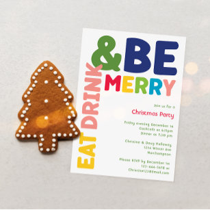 Colourful and Bright Eat Drink And Be Merry Party Invitation
