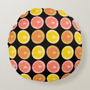 Colourful and Bright GrapeFruit Slices Round Cushion
