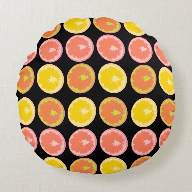 Colourful and Bright GrapeFruit Slices  Round Cushion (Front)