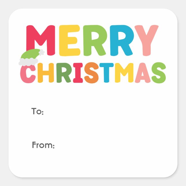 Colourful and Bright Merry Christmas To From Square Sticker (Creator Uploaded)