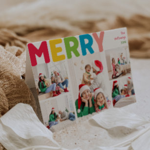 Colourful and Bright Merry Folded Five Photo Holiday Card