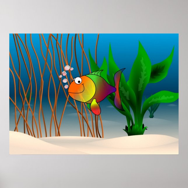 Colourful and Cute Cartoon Fish Poster (Front)