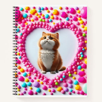 Colourful and cute cute heart pink colour circle notebook