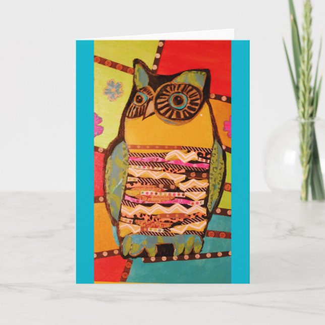 Colourful and Cute Owl Greeting Card (Front)