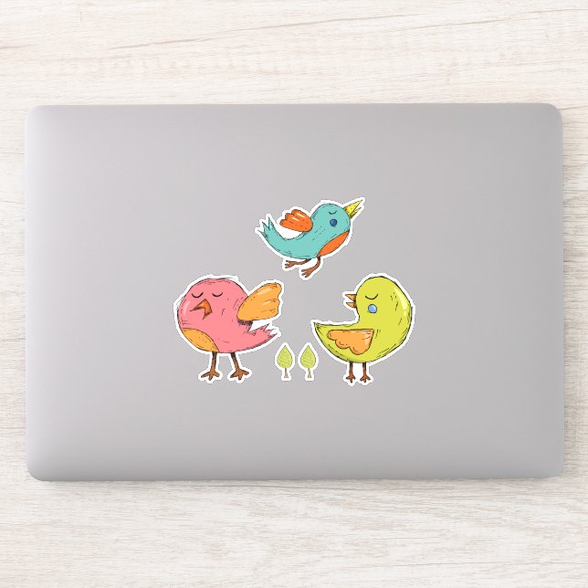 Colourful and Cute Whimsical Birds Trio (Computer)