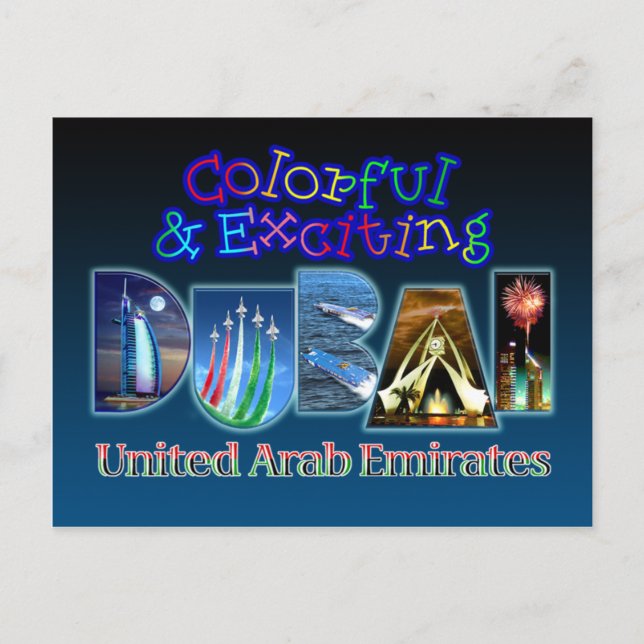 Colourful and Exciting Dubai Postcard (Front)