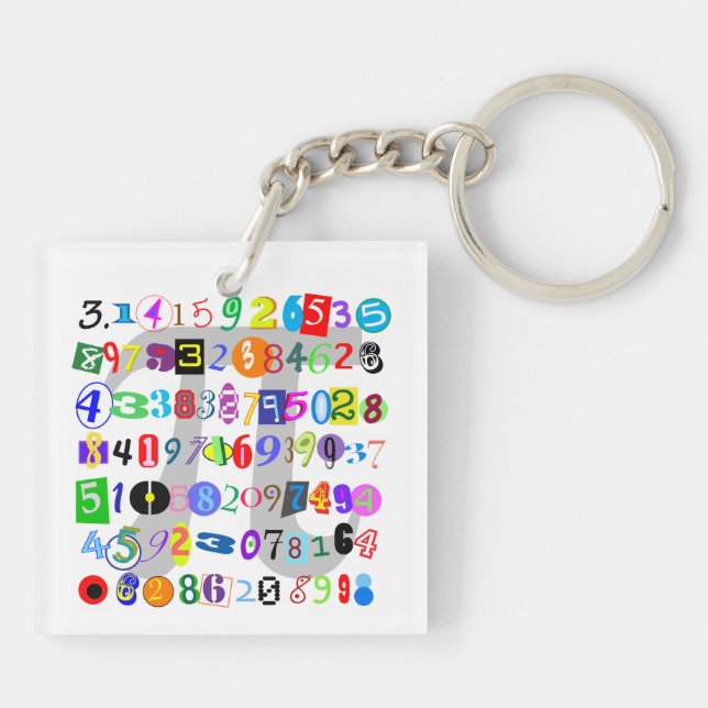 Colourful and Fun Depiction of Pi Calculated Key Ring (Back)