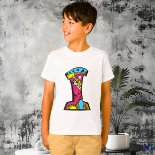 Colourful and Fun Monogram I Tribal and Doodle  T-Shirt