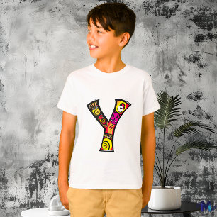 Colourful and Fun Monogram Y Tribal and Doodle T-Shirt