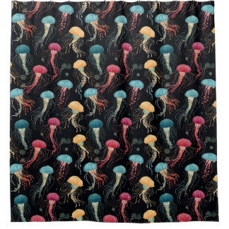 Colourful and Graceful Jellyfish Shower Curtain