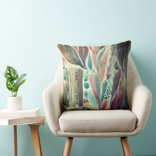 Colourful and Greenery Watercolor Tropical Cushion