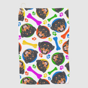 Colourful and playful Rottweiler Golf Towel