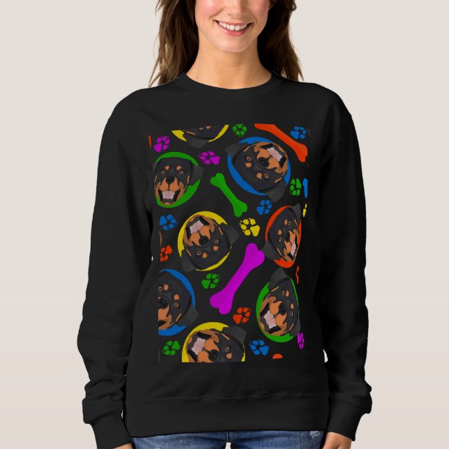 Colourful And Playful Rottweiler Sweatshirt (Front)