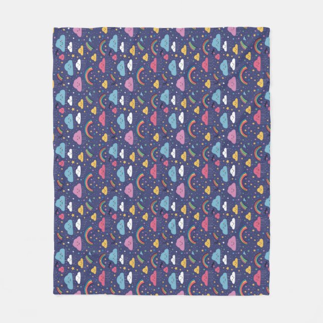 Colourful And Playful Seamless Fleece Blanket (Front)