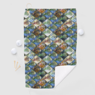 Colourful and polished tiles made of wood or stone golf towel