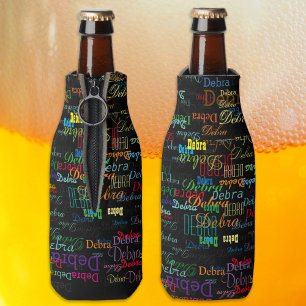 Colourful and Repeated Names - Personalised Bottle Cooler