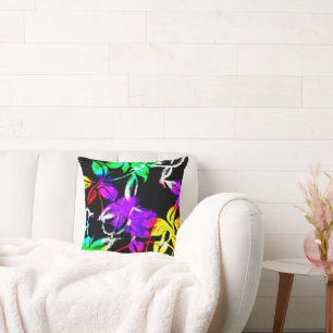 Colourful And Stylish Neon Patterns Art Cushion