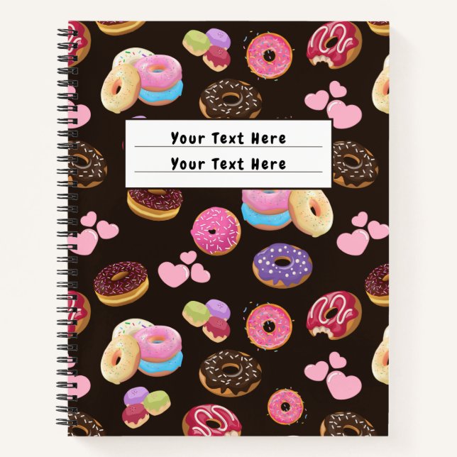 Colourful and Tasty Doughnuts and Hearts Notebook (Front)