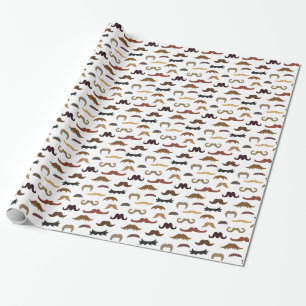 Colourful and Trendy Assorted Moustaches Pattern Wrapping Paper