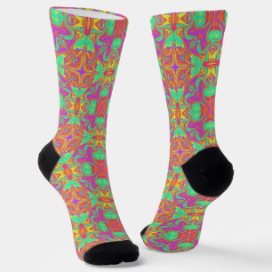 Colourful and Vibrant Psychedelic Crew Socks