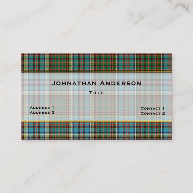 Colourful Anderson Plaid Custom Business Card (Front)