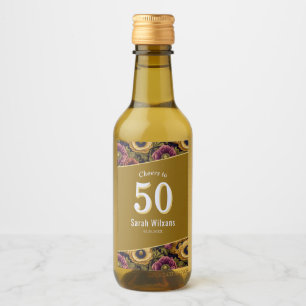 Colourful Anemones 50Th Birthday Custom Wine Label