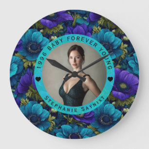 Colourful Anemones Surprise Birthday Event Large Clock