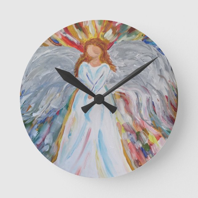 Colourful Angel Round Clock (Front)