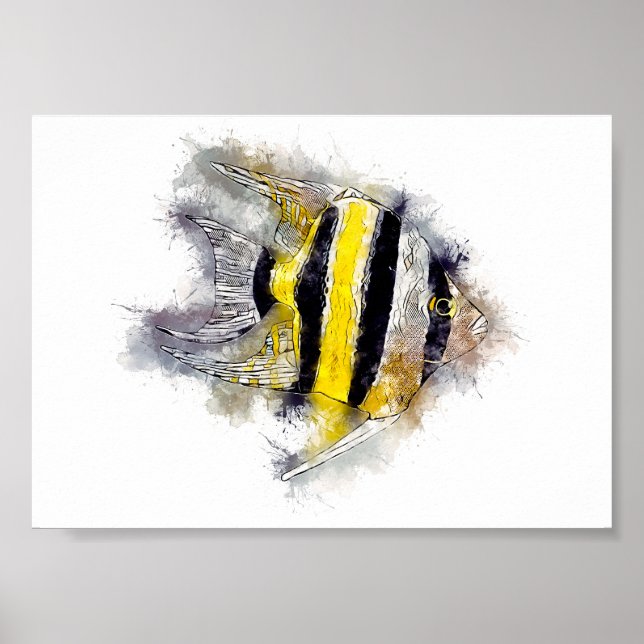 Colourful AngelFish Perfect Aquarium gift idea Poster (Front)