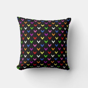 Colourful Angels Pattern Black  Cushion