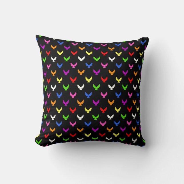 Colourful Angels Pattern Black  Cushion (Front)