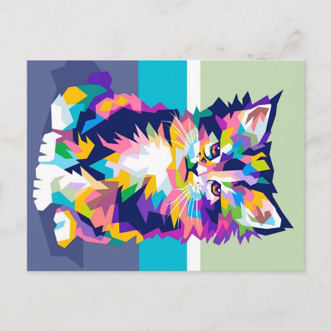 Colourful Angry Cat Pet Owner  Holiday Postcard (Front)