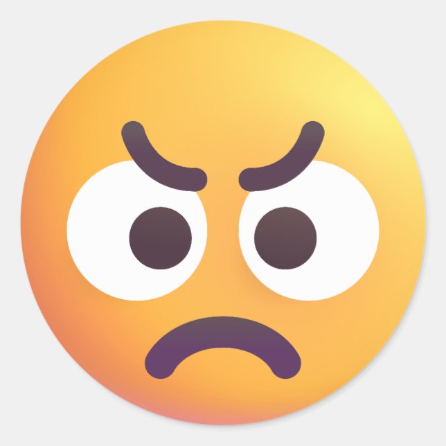 Colourful Angry Face Cute and Fun Emoji Classic Round Sticker (Front)