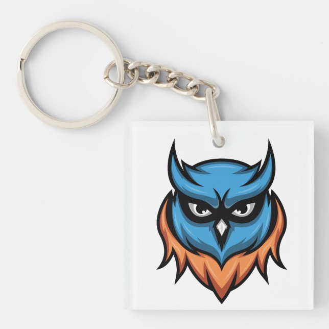 Colourful Angry Owl Keychain (Front)