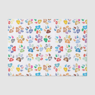 Colourful animal, dog paws pattern, rainbow colour tissue paper