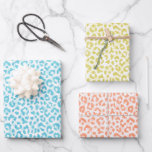 Colourful animal leopard print gift wrapping paper<br><div class="desc">Trendy fashionable animal print wrapping paper feature three style of leopard print ,  cheetah print in turquoise blue,  yellow and orange. 
Select "Click to customise further" to adjust pattern size.</div>
