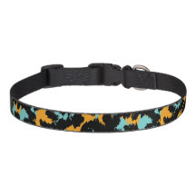 Colourful Animal Pattern Black Name Pet Colla