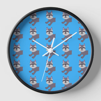 Colourful Animal Pattern on Blue Background Clock