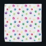 Colourful Animal Paw Prints Bandana<br><div class="desc">Show how much you love animals with this cute colourful paw patterned bandanna. Also looks awesome with a black background. Bet your pet will look adorable wearing it!</div>