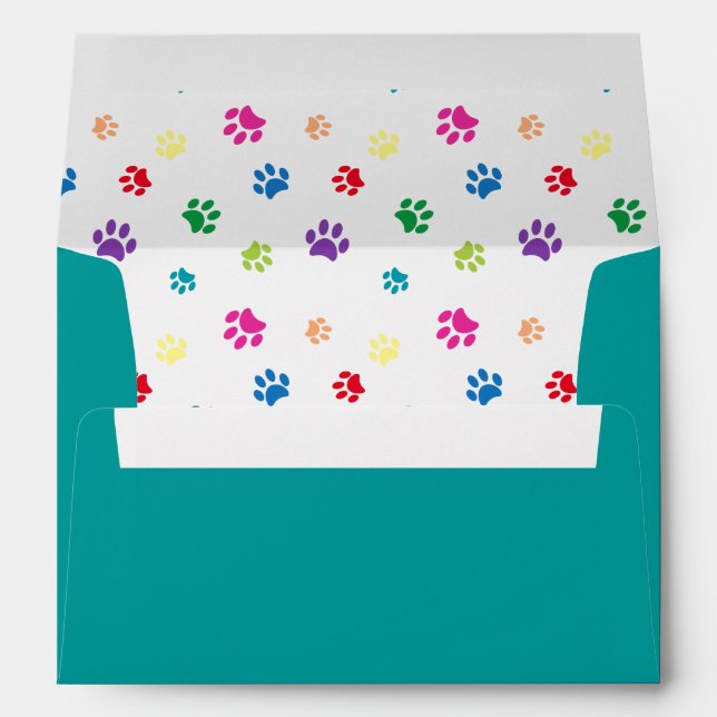 Colourful Animal Paw Prints Envelope (Back (Bottom))