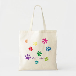 Colourful Animal Paw Prints Tote Bag