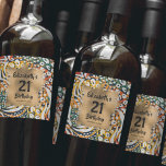 Colourful Animal Print 21st Birthday Personalised Wine Label<br><div class="desc">Make your own personalised wine bottle labels featuring your text on a gold faux foil square over a colourful wild animal print spotted pattern. All text and fonts can be changed to any event. LOTS OF STYLES to choose from in our store.</div>