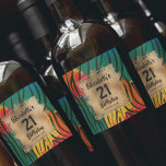 Colourful Animal Print 21st Birthday Personalised Wine Label<br><div class="desc">Make your own personalised wine bottle labels featuring your text on a gold faux foil square over a colourful wild animal print pattern. All text and fonts can be changed to any event. LOTS OF STYLES to choose from in our store.</div>