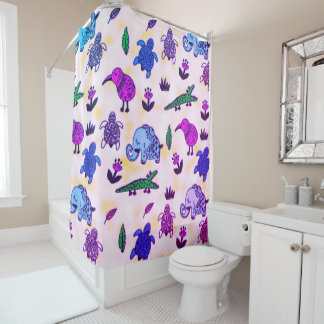 Colourful Animal Print Kids Bathroom Shower Curtain
