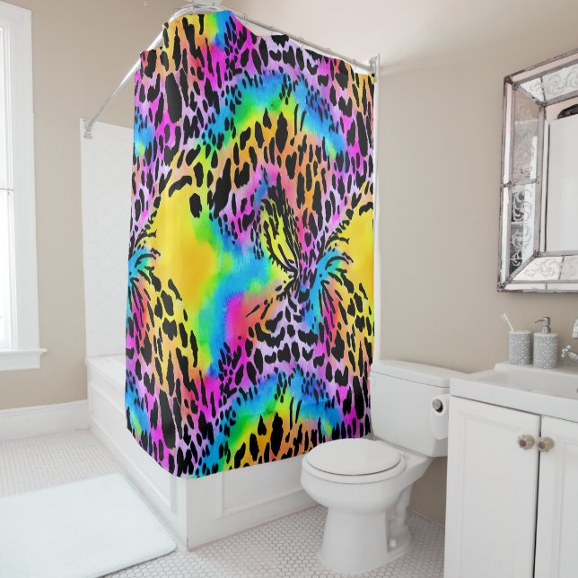 Colourful Animal Print Pattern Shower Curtain (In Situ)