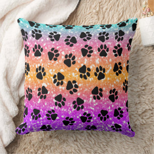 Colourful Animal Print & Paw Texture Cushion