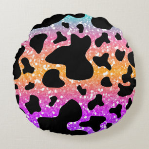 Colourful Animal Print & Paw Texture Round Cushion