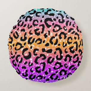 Colourful Animal Print & Paw Texture Round Cushion