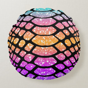 Colourful Animal Print & Paw Texture Round Cushion